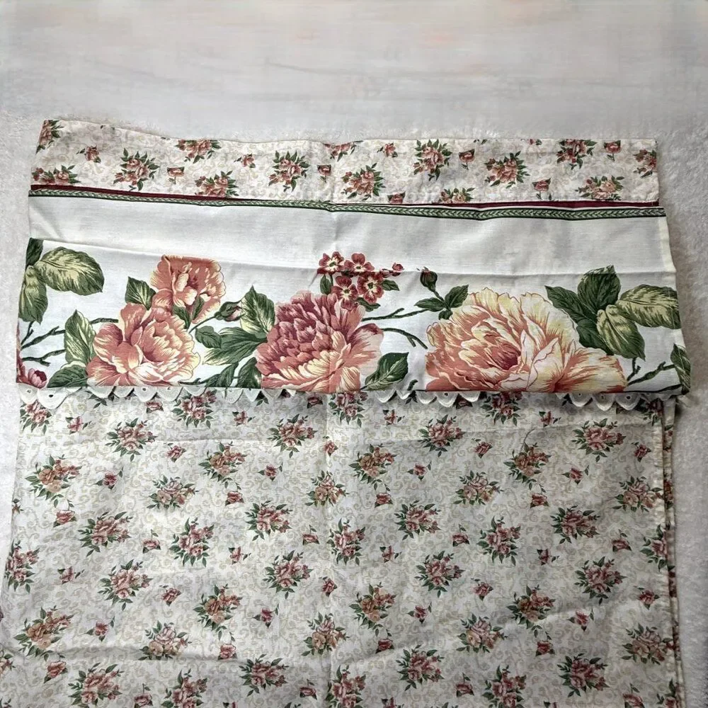 Cute Vintage Floral Curtains 2 Panels Cottagecore Lace Farmhouse Drapes